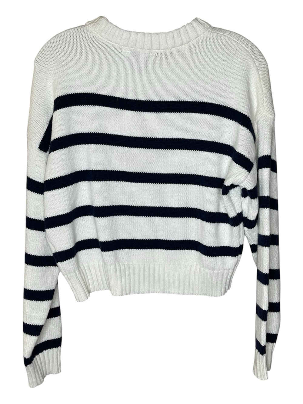 Freshman White Striped Crewneck Sweater with Red Strawberry Sz M - Picture 3 of 5